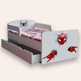 Patut copii de gradinita cu Spider Man Mic 2-6 ani 130x60 cm varianta cu sertar si saltea SafeNest CMG51894310338900