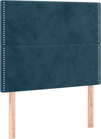 vidaXL Tăblie de pat albastru închis 100x5x118/128 cm catifea