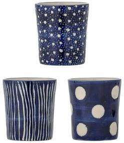 Cești albastru-închis 3 buc. pentru espresso din gresie 190 ml Minoa – Bloomingville