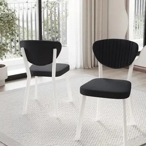 Scaun tapițat Barton HOMS Alb-Negru cu Structură Metalică – 85 cm