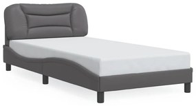3207984 vidaXL Cadru de pat cu tăblie, gri, 100x200 cm, piele ecologică