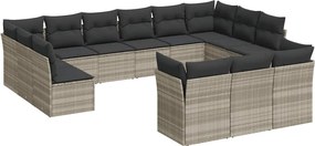 vidaXL Set canapele de grădină cu perne, 13piese gri deschis poliratan