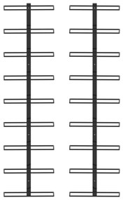 289562 vidaXL Suporturi sticle de vin de perete 18 sticle 2 buc. negru fier