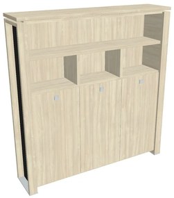Dulap înalt pentru haine Verno+ S 200 x 46 x 210 cm, cu rafturi, salcâm / negru