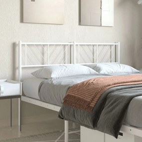 372262 vidaXL Tăblie de pat metalică, alb, 150 cm