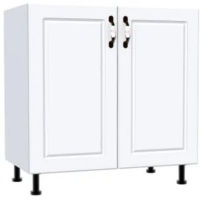 Corp inferior cu 2 usi 80 cm Zebra, Alba/MDF Alb Mat, fara blat 80 x 82 x 50