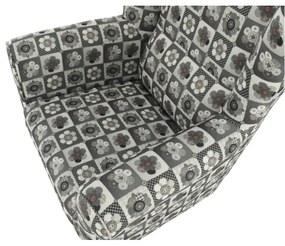 Fotoliu cu taburet, material textil în stilul patchwork N1, ASTRID