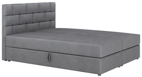 Pat matrimonial Boxspring 140x200 cm Waller Comfort (Gri închis) (cu somieră și saltea). 1056365