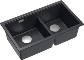 Chiuveta compozit incastrata Quadron Logan 120 negru diamant - inox 76x45 cm