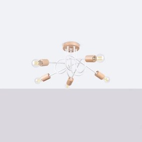 Lustră aplicată Sollux SL.1475 EMBER 5xE27/15W/230V alb/bej/fag