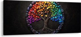 Tablou – Arbore plin de inimi colorate (120x50 cm)