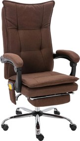 vidaXL Scaun de birou cu masaj, maro, material textil