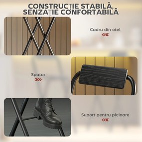 HOMCOM Set 2 Scaune de Bucătărie Pliabile cu Suport pentru Picioare din MDF și Oțel Negru | Aosom Romania