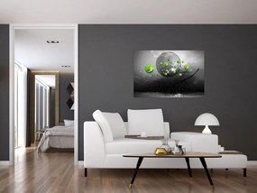 Tabloul cu bile abstracte verzi (90x60 cm)