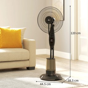 HOMCOM Ventilator cu Nebulizator și Rezervor 3,2L, 3 Moduri și 3 Viteze, Ventilator cu Oscilație 70°, Înclinare 10°, Temporizator 7,5h, Telecomandă, 75W, 120cm | Aosom Romania