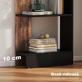HOMCOM Raft Îngust cu 5 Etajere, Raft Economisitor de Spațiu Modern din Lemn, Bibliotecă pentru Baie, Living, Dormitor, Birou, 45x21x170 cm, Maro Rustic | Aosom Romania