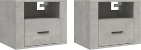 vidaXL Noptiere de perete, 2 buc., gri beton, 50x36x40 cm