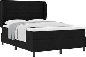 vidaXL Pat cu arcuri cu saltea Negru 160 x 200 cm țesătură