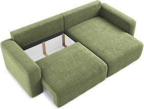 Colțar verde extensibil/cu spațiu de depozitare cu tapițerie din chenille (cu colț pe partea dreaptă/cu șezlong) Kona – Makamii