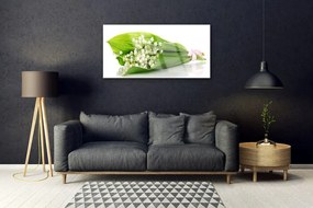 Tablou pe sticla Flori Floral Alb Verde