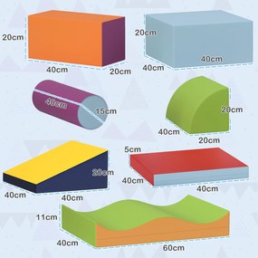 HOMCOM, 7 PCS module motricitate bebeluși, parcurs motricitate din spumă EPE, pentru preșcolari, multicolor | Aosom Romania