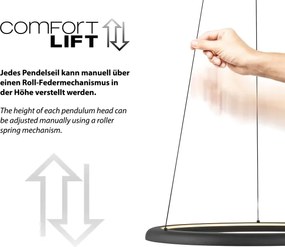 Schöner Wohnen 15570-18-LED QUILLO, lustră suspendată pe cablu LED, dimabilă, 36 W, 230 V, Ø 60 cm, negru