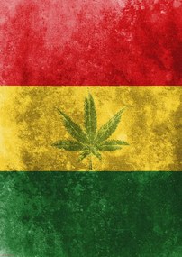 Poster Rasta Flag - Leaf, (59.4 x 84.1 cm)