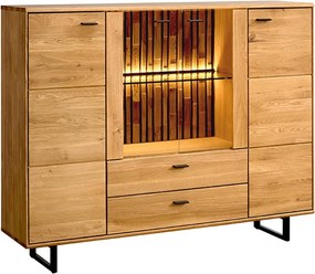 Vitrină stejar masiv Urban, 147 × 39 × 116 cm