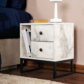 Măsuță de noptieră Glimmer Fressia Marble Black