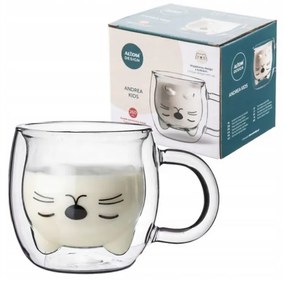 Cana pereti dubli Cat, sticla termo, 260 ml