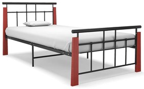 324891 vidaXL Cadru de pat, 100x200 cm, metal și lemn masiv de stejar