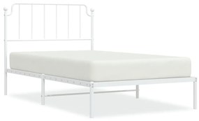 373932 vidaXL Cadru de pat din metal cu tăblie, alb, 107x203 cm