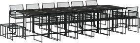 vidaXL Set mobilier de grădină, 17 piese, negru, poliratan