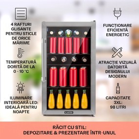 Klarstein Beersafe 3XL, frigider, 98 l, 4 rafturi, 7 nivele, negre