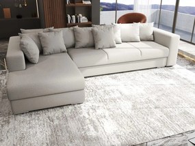 Colțar extensibil dumonde cu ladă de depozitare si sezut confortabil din spuma high-density, Gloria Enjoy Beige 320x183 cm