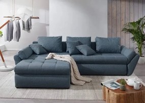 Colțar extensibil dumonde cu ladă de depozitare si sezut confortabil din spuma high-density, Loana Enjoy Blue 270x185 cm