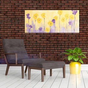Tablou - Flori mov și galbene (120x50 cm)