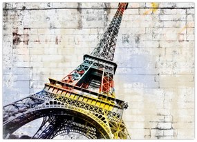 Tablou pe sticlă - Arta digitală a Turnului Eiffel (70x50 cm)