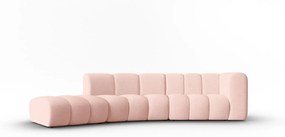 Canapea Lupine cu 5 locuri pe semirotund, colt pe partea stanga si tapiterie din tesatura structurala, roz