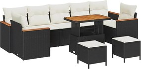 vidaXL Set de canapele pentru grădină 10 pcs Negru Rattan poli