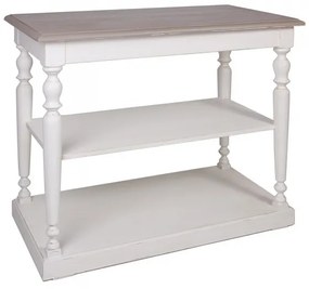 Consola alba din lemn de pin, cu aspect vintage, single, Paris