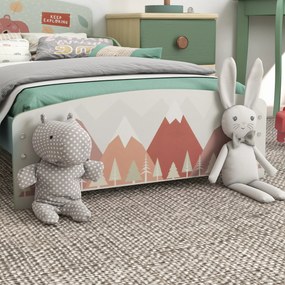 ZONEKIZ Pat pentru Copii 3-6 Ani cu Margini Înălțate și Design cu Animale, 77x143x60 cm, Verde | Aosom Romania