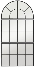 HOMCOM Oglindă de Perete Arcuită în Formă de Fereastră pentru Hol și Sufragerie cu 3 Agățători, 76x43 cm, Negru | Aosom Romania
