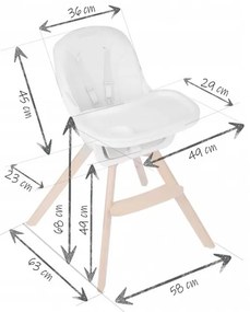 Scaun de masa 3 in 1, cu picioare din lemn, 63 x 58 x 90 cm, Ricokids Lilo 700203 - Roz