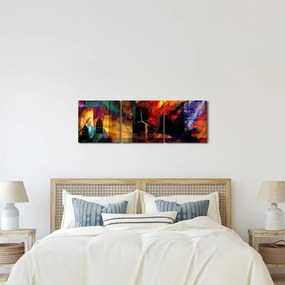 Tablou - Oraș colorat, abstracție (cu ceas) (90x30 cm)
