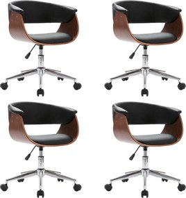 vidaXL Scaune de bucătărie pivotante, 4 buc., negru, piele ecologică