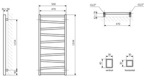 Sapho - Radiator de baie ZIG, 490 W / 230 V, 50 x 133 cm, alb