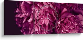 Tablou - Floarea bujorului (cu ceas) (90x30 cm)