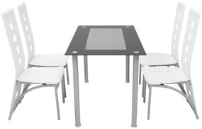 242909 vidaXL Set masă cu scaune, 5 piese, alb