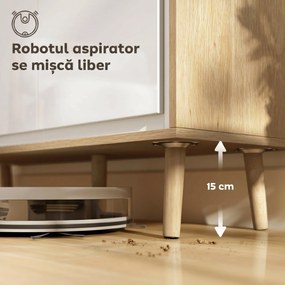 HOMCOM Bufet Modern cu 4 Uși și Raft Reglabil 141x35x77cm Alb și Stejar | Aosom Romania